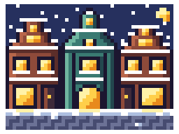 Snowy Night Town Square