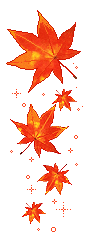 Orange autumn leaves falling, with little sparkles around them