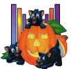 black cats and a pumpkin