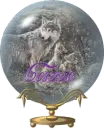 connie, wolf snow globe
