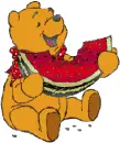 Pooh eating watermelon