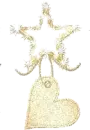 yellow star heart tag glittered