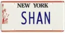 Shan, New York, liscense plate