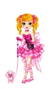 pink doll and puppy