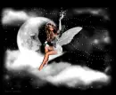 glittery angel on moon