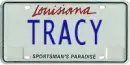 tracy, louisiana, license plate