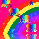 Pretty rainbow and stars and hearts with bows background