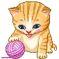 kitten playing with yarn