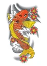 Orange Koi Fish with Cherry Blossoms