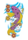 Purple Koi Fish With Cherry Blossoms