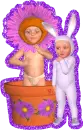girl flower and bunny