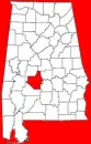 Dallas Co. Alabama map red background