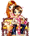 Couple with coffee set