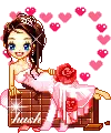girl with roses and hearts