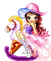 Girl riding toy horse