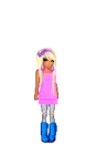 Pink with blue