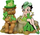 St. Patrick's Day Betty Boop sitting with a bear