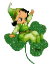 Cute Betty Boop sitting on a shamrock