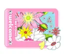 welcome with pink flowers