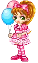 girl in pink with balloons