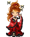 red girl with butterflies