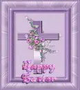 Happy Easter - Purple Cross with Roses