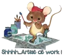 MOUSE ARTIST AT WORK PAINTING