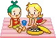 BOY AND GIRL HAVING SUSHI PICNIC