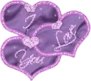 I Love You 3 Purple hearts 