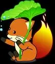 little fox with leaf