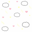 clouds, stars, hearts and lightning (white)
