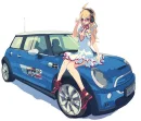 Mini Cooper with Anime Girl