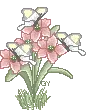 Pink & White Flowers With Butterflies