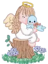 Cute Angel With Bluebird