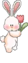 Cute Bunny With Pink Tulip