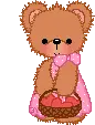 Cute Teddy Bear With Basket of Hearts