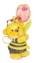 bee bear with pink tulip