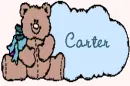 Carter name with teddy bear