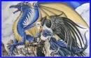 blue dragon and woman