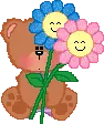 Cute Teddy Bear With Smiling Flowers
