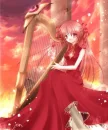 anime girl playing harp