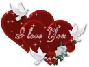 I love You - Red Hearts with doves and Roses