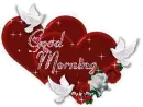 Good Morning - Red Hearts with doves and Roses