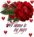 Welcome to my page - Glitter Red Rose with Hearts