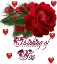 Thinking of You - Glitter Red Rose with Hearts