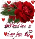 Would Love to Hear From You - Glitter Red Rose with Hearts