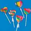 4 tiny rainbow heart lollypops
