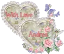 With Love Andrea - Diamond Heart Pink Roses 