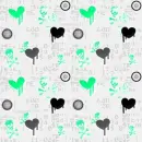 Green skulls and hearts