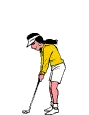 Woman golfing